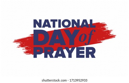 National Day of Prayer in United States. First Thursday of May. Annual day when Americans turn to God in prayer and meditation. Poster, card, banner and background. Vector illustration