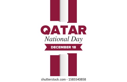 National Day in Qatar. National happy holiday, celebrated annual in December 18. Qatar flag. Patriotic elements. Poster, card, banner and background. Vector illustration