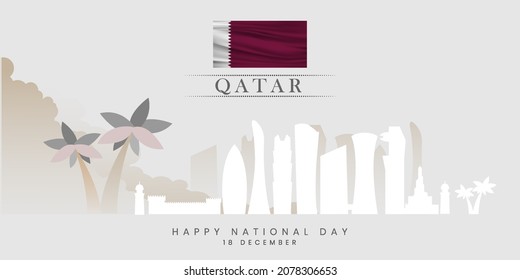 National Day of Qatar. a national holiday celebrating, independence Qatar December 18, 1878. vector illustration. 
Description114