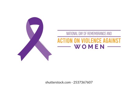 National day of remembrance and action on violence against Women is observed every year on December. People Awareness concept. background, placard, banner template Vector illustration design.