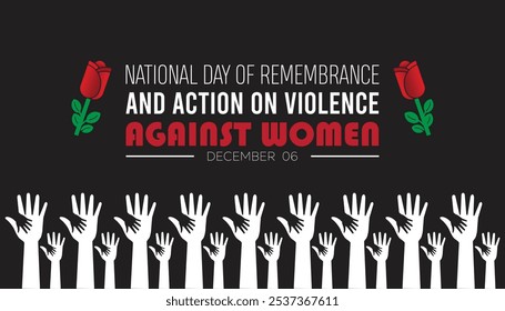 National day of remembrance and action on violence against Women is observed every year on December. People Awareness concept. background, placard, banner template Vector illustration design.