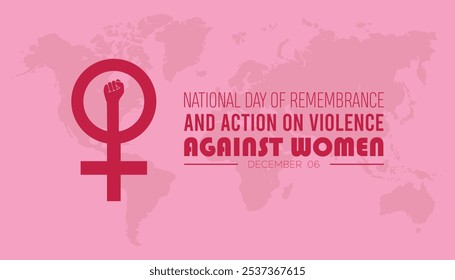 National day of remembrance and action on violence against Women is observed every year on December. People Awareness concept. background, placard, banner template Vector illustration design.