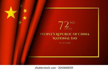 Día Nacional de la República Popular de China para el 72°. Afiche, tarjeta de saludo o cartel para China. Ilustración vectorial