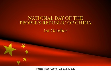 National Day of the People’s Republic of China Background Design with Chinese flag illustration. Poster, greeting card or banner for China. Vector Illustration