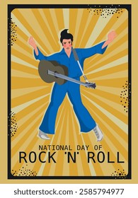 National day of rock and roll. Vector illustration. Card, poster, banner.