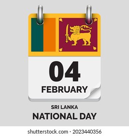 
National Day ,Sri Lanka -February 4, days of year flat realistic calendar iconNational Day vector image with Sri Lanka flag