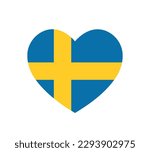 National Day of Sweden, love Sweden symbol, heart vector icon, Swedish Flag Day, Sveriges nationaldag, svenska flaggans dag