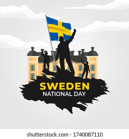 National Day of Sweden (Swedish: Sveriges nationaldag). Celebrated annually on June 6 in Sweden. vector illustration