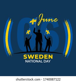 National Day of Sweden (Swedish: Sveriges nationaldag). Celebrated annually on June 6 in Sweden. vector illustration