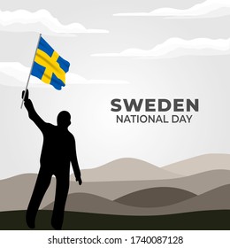 National Day of Sweden (Swedish: Sveriges nationaldag). Celebrated annually on June 6 in Sweden. vector illustration