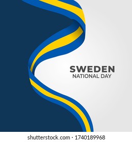 National Day of Sweden (Swedish: Sveriges nationaldag). Celebrated annually on June 6 in Sweden. vector illustration