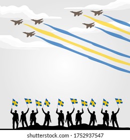 National Day of Sweden (Swedish: Sveriges nationaldag). Celebrated annually on June 6 in Sweden. vector illustration