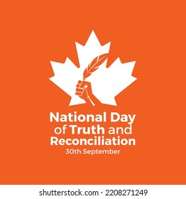 National Day Of Truth And Reconciliation. 30th September. Orange Shirt Day Logo Design. Vector Illustration.