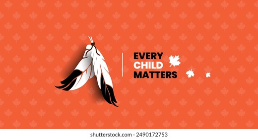 National Day of Truth and Reconciliation banner, Every Child Matters design concept, September 30. Vector Illustration 