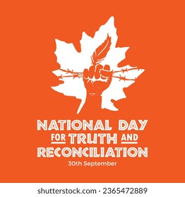 National Day for Truth and Reconciliation. Every Child Matters. Orange T-Shirt Day. 30th September. Vector Illustration.