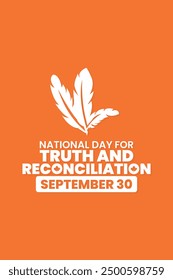 National day for truth and reconciliation, Orange shirt day, Every Child Matters, September 30,  social media post, poster, card greeting, event, website, banner concept, vector illustration, Canada.