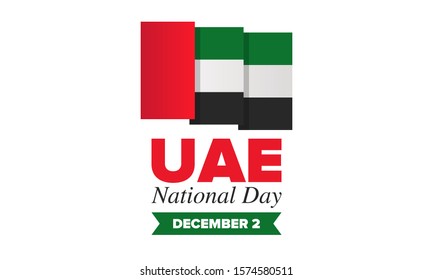 National Day in United Arab Emirates. National happy holiday, celebrated annual in December 2. UAE flag. Patriotic elements. Poster, card, banner and background. Vector illustration