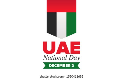 National Day in United Arab Emirates. National happy holiday, celebrated annual in December 2. UAE flag. Patriotic elements. Poster, card, banner and background. Vector illustration