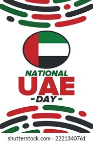 National Day in United Arab Emirates. National happy holiday, celebrated annual in December 2. UAE flag. Patriotic elements. Poster, card, banner and background. Vector illustration