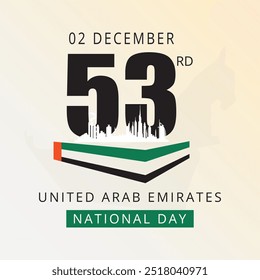 National Day of United Arab Emirates 53. Text and design for  National Day. December 2. UAE map and dubai skyline vector design.