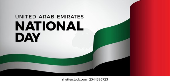 Antecedentes del Anuncio del Día Nacional de los Emiratos Árabes Unidos. Día Nacional de los EAU. 2 de diciembre. Bandera de los Emiratos Árabes Unidos aislada. Ilustración vectorial. Country árabe. Celebración de aniversario de diseño.