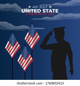 National Day of United States (America: Fourth of July or July 4th). Celebrated annually on July 4 in America. vector illustration