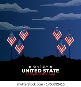 National Day of United States (America: Fourth of July or July 4th). Celebrated annually on July 4 in America. vector illustration