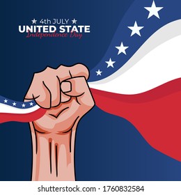 National Day of United States (America: Fourth of July or July 4th). Celebrated annually on July 4 in America. vector illustration
