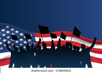 National Day of United States (America: Fourth of July or July 4th). Celebrated annually on July 4 in America. vector illustration
