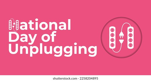 National Day of Unplugging, Marsch, Vektorgrafik. Elektrizität. Grafik-Recherche-weiße Symbol, Social-Media-Post. Strom, Blitz. Hintergrund, Banner-Konzept, Web.