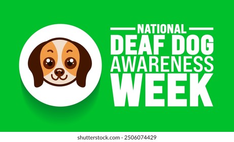 National Deaf Dog Awareness Week is observed every year in September. Holiday concept. Template for background, banner, card, poster, placard, design template with unique shapes with standard color.