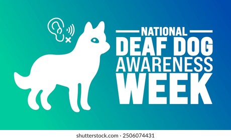 National Deaf Dog Awareness Week is observed every year in September. Holiday concept. Template for background, banner, card, poster, placard, design template with unique shapes with standard color.