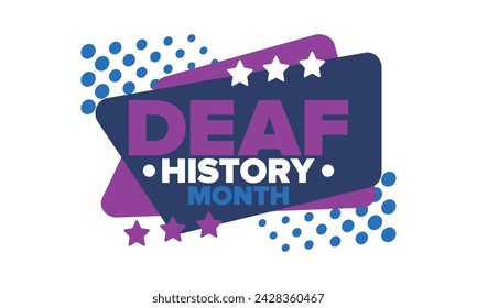 In: National Deaf History Month. Gefeiert von März bis April in den Vereinigten Staaten. Zu Ehren der Errungenschaften der Gehörlosen und Schwerhörigen. Poster, Postkarte, Banner. Vektorgrafik