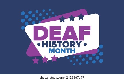 In: National Deaf History Month. Gefeiert von März bis April in den Vereinigten Staaten. Zu Ehren der Errungenschaften der Gehörlosen und Schwerhörigen. Poster, Postkarte, Banner. Vektorgrafik