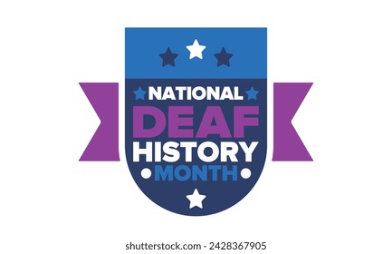 In: National Deaf History Month. Gefeiert von März bis April in den Vereinigten Staaten. Zu Ehren der Errungenschaften der Gehörlosen und Schwerhörigen. Poster, Postkarte, Banner. Vektorgrafik