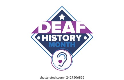 In: National Deaf History Month. Gefeiert von März bis April in den Vereinigten Staaten. Zu Ehren der Errungenschaften der Gehörlosen und Schwerhörigen. Poster, Postkarte, Banner. Vektorgrafik