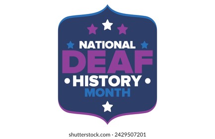 In: National Deaf History Month. Gefeiert von März bis April in den Vereinigten Staaten. Zu Ehren der Errungenschaften der Gehörlosen und Schwerhörigen. Poster, Postkarte, Banner. Vektorgrafik