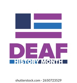 Mês Nacional da História dos Surdos. Celebrado de março a abril nos Estados Unidos. Em homenagem à conquista dos surdos e deficientes auditivos. Cartaz, cartão postal, faixa. Ilustração vetorial