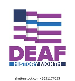 Mês Nacional da História dos Surdos. Celebrado de março a abril nos Estados Unidos. Em homenagem à conquista dos surdos e deficientes auditivos. Cartaz, cartão postal, faixa. Ilustração vetorial