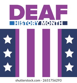 National Deaf History Month. Celebrated from March through April in United States. In honour of the achievement of the deaf and hard of hearing. Poster, postcard, banner. Vector illustration