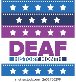 National Deaf History Month. Celebrated from March through April in United States. In honour of the achievement of the deaf and hard of hearing. Poster, postcard, banner. Vector illustration