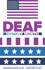National Deaf History Month. Celebrated from March through April in United States. In honour of the achievement of the deaf and hard of hearing. Poster, postcard, banner. Vector illustration