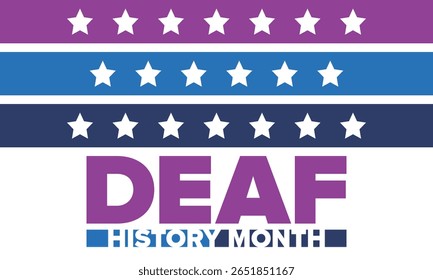 National Deaf History Month. Celebrated from March through April in United States. In honour of the achievement of the deaf and hard of hearing. Poster, postcard, banner. Vector illustration