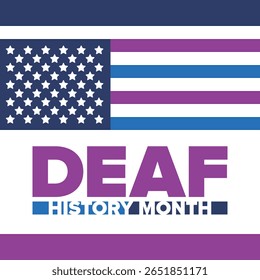 National Deaf History Month. Celebrated from March through April in United States. In honour of the achievement of the deaf and hard of hearing. Poster, postcard, banner. Vector illustration