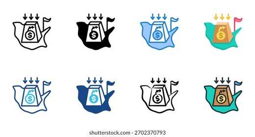 Conjunto de íconos de deuda nacional colección de estilo múltiple 
