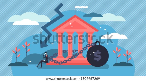 National Debt Vector Illustration Tiny Government Stock Vector