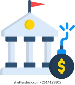 National Debts Icon Flat Vector Illustration
