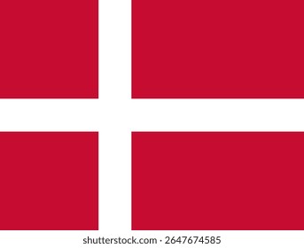 Bandeira nacional da Dinamarca. Bandeira alta da Dinamarca. Europa. Ilustração em 3D.
