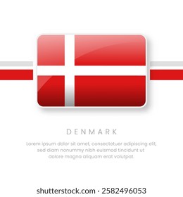 National Denmark Flag.Vector Denmark Button Flag. Realistic National Flag Design and Vector Template.