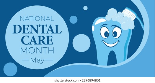 National Dental Care Month. Observed in May. Vector banner.